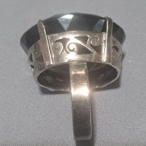 Vintage 925 Sterling Silver Ring With Smoky Topaz Cocktail. Size 7.75. 21 Gr.